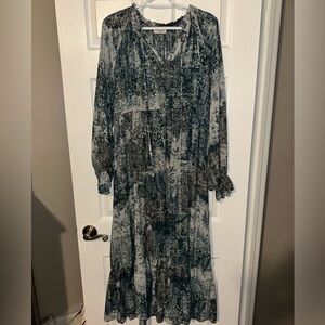 Dress Forum Teal and white/cream Long Sleeve Dress
